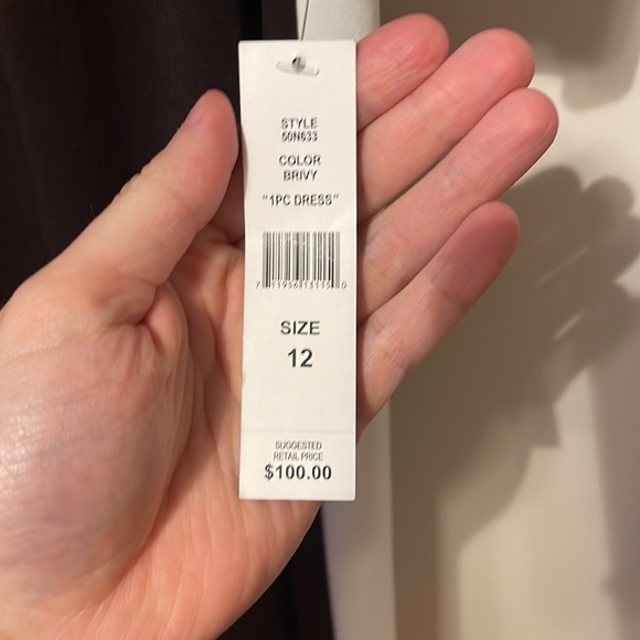 Brown & white long sleeve dress, never worn, size 12 - Picture 3 of 4